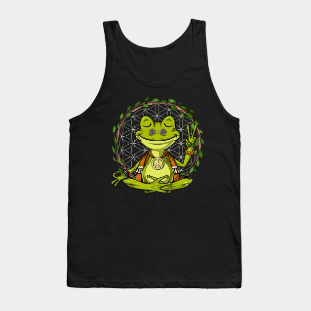 Hippie Frog Meditation Tank Top by underheaven